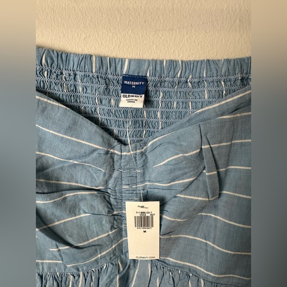 Old Navy Maternity Fit & Flare Top Striped Blue Balloon Sleeves Sz M - Picture 4 of 8